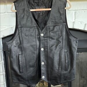 Sleek Black Leather Vest for Men